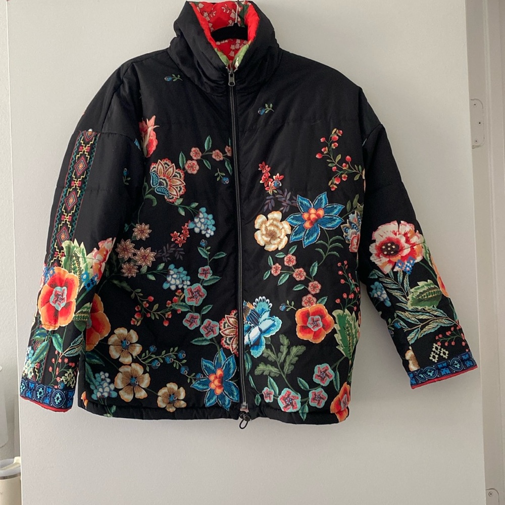 Johnny Was puffer jacket.Fully reversible. Worn one time. Excellent condition.